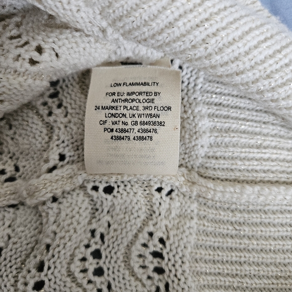 Kachel Anthropologie Shimmer Crochet  Sweater Tee Ivory Size M - Picture 11 of 11